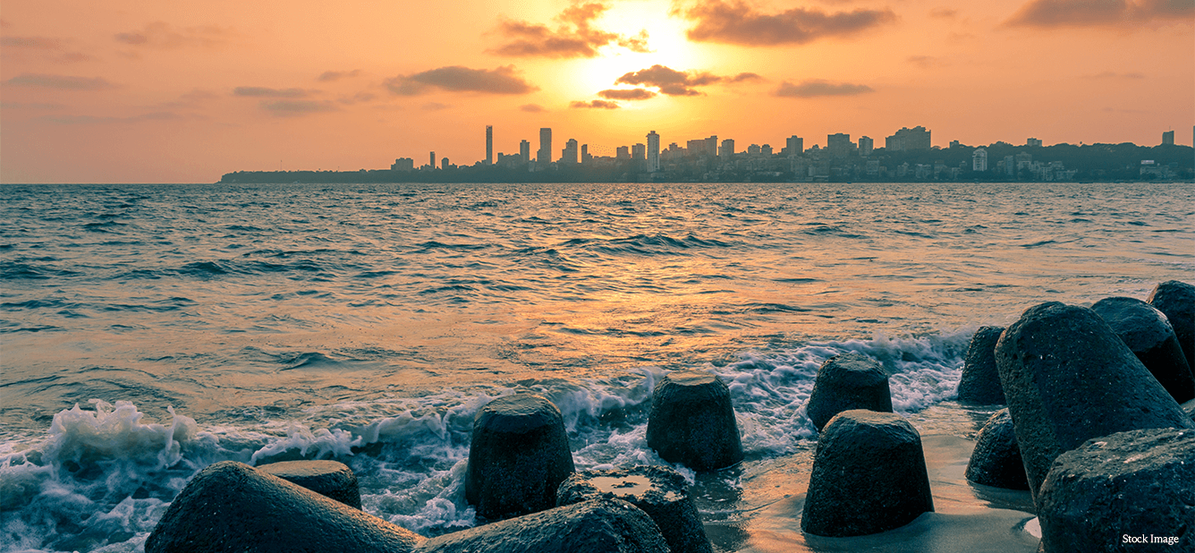 Marine Drive curving along Mumbai's Back Bay, known as the Queen's Necklace when lit at night